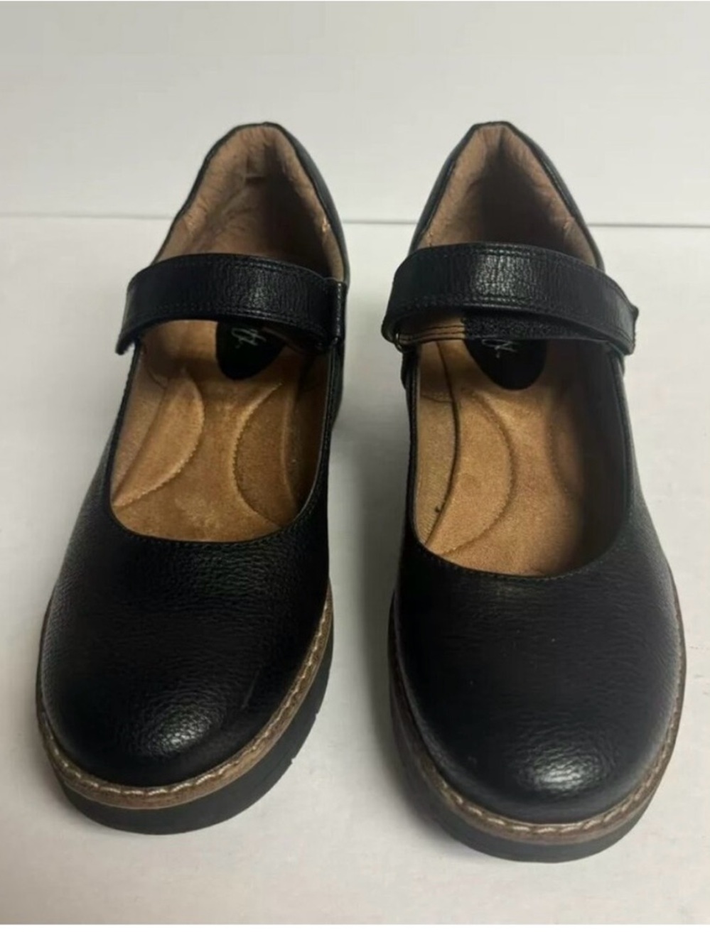 Eurosoft Wedge Mary Jane Shoes Women's 8M Black Faux Leather